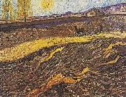 Vincent Van Gogh Field with plowing farmers oil painting reproduction